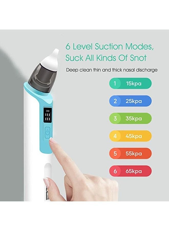 Baby Nasal Aspirator, Nose Sucker for Baby, Electric Baby Nose Cleaner with 2 Sizes Silicone Tips and 6 Level Adjustment for Newborn Toddlers & Kids