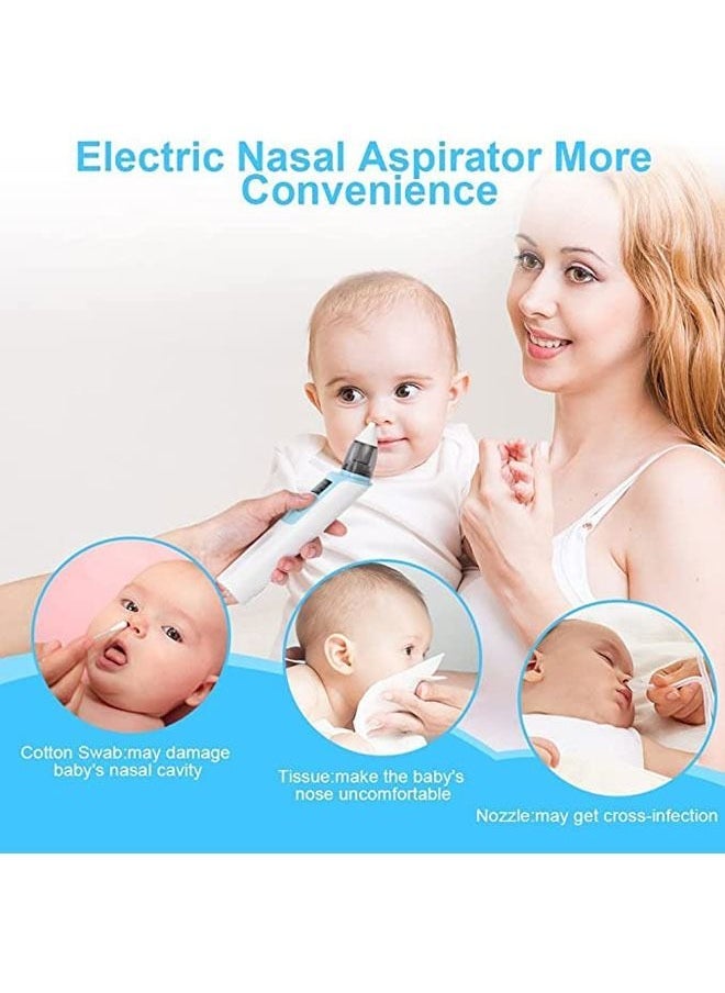 Baby Nasal Aspirator, Nose Sucker for Baby, Electric Baby Nose Cleaner with 2 Sizes Silicone Tips and 6 Level Adjustment for Newborn Toddlers & Kids