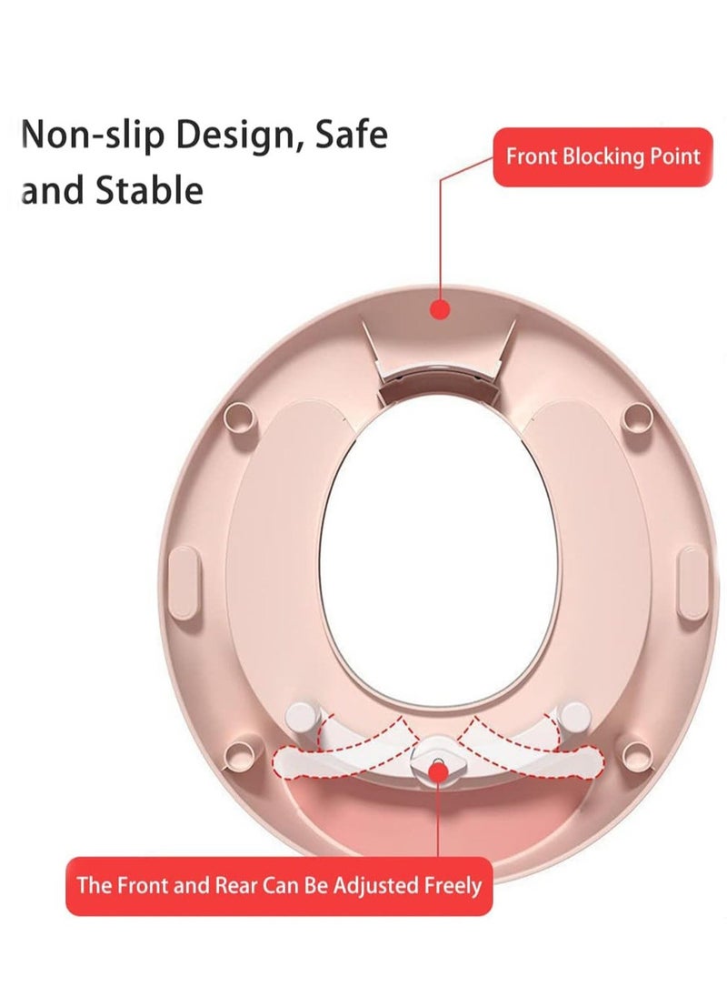 Toddler Potty Training Seat, Kids PU Toilet Seat Non-Slip Design and Anti-Slash, Portable Potty Seat for Boys And Girls (Pink)