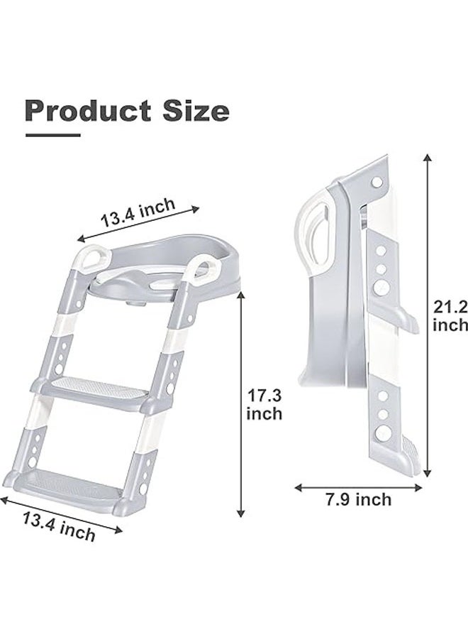 Potty Training Seat With Step Stool Ladder And Anti-Slip Pads, Grey