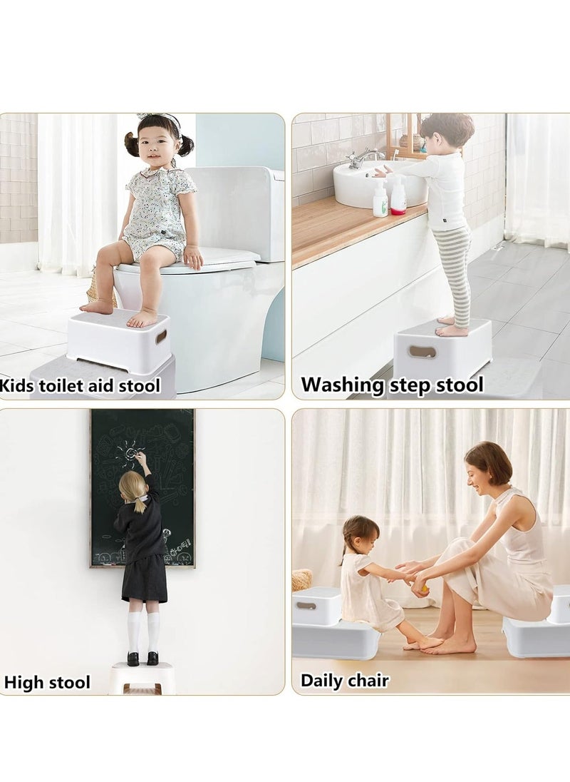 Toddler Step Stool, 2 Step Stool with Anti-Slip Surface & Base, Kids Step Stool for Toddlers Potty Training, Kitchen, Living Room, Bedroom, Toy Room (Grey)