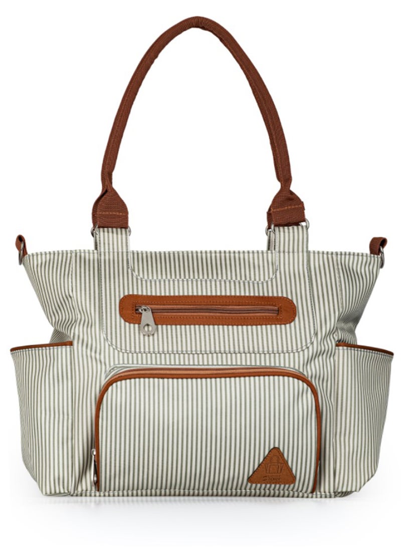 Set Of 6 Diaper Bag With Hooks And Nappy Changing Mat - Ivory White