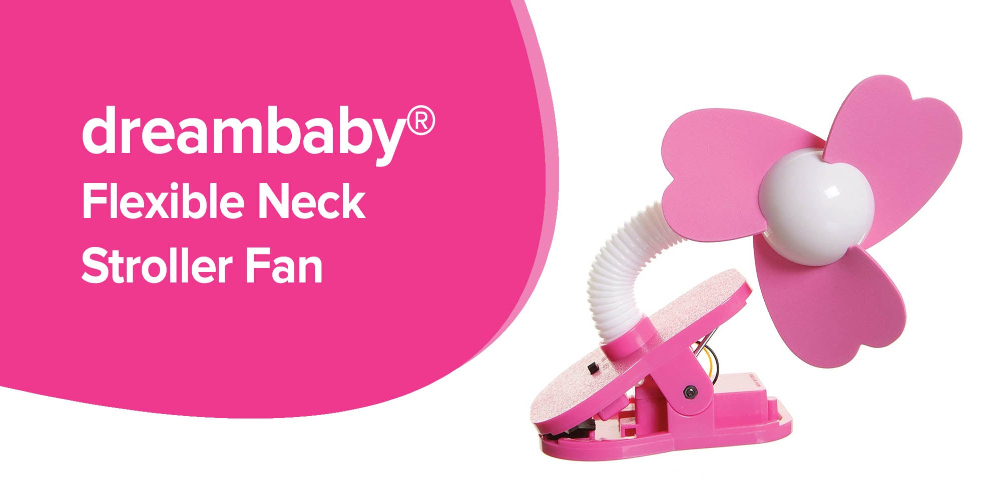 Flexible Neck Stroller Fan - Pink/White