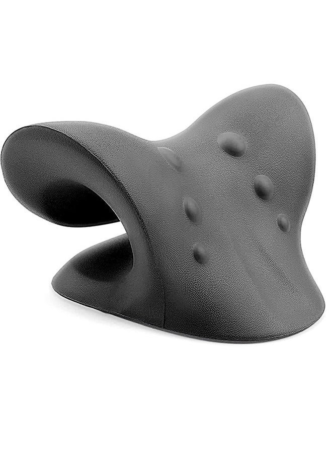 Neck and Shoulder Relaxer,Cervical Traction Device for TMJ Pain Relief and Cervical Spine Alignment,Chiropractic Pillow,Neck Stretcher (Black)