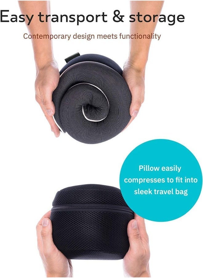 Orthopedic Neck Pillow, Travel Neck Pillows for Airplanes, Memory Foam Kit, Updated Resting Material, Airplane Travel Set with 3D Contoured Eye Masks, Earplugs, and Luxury Mesh Bag, Black