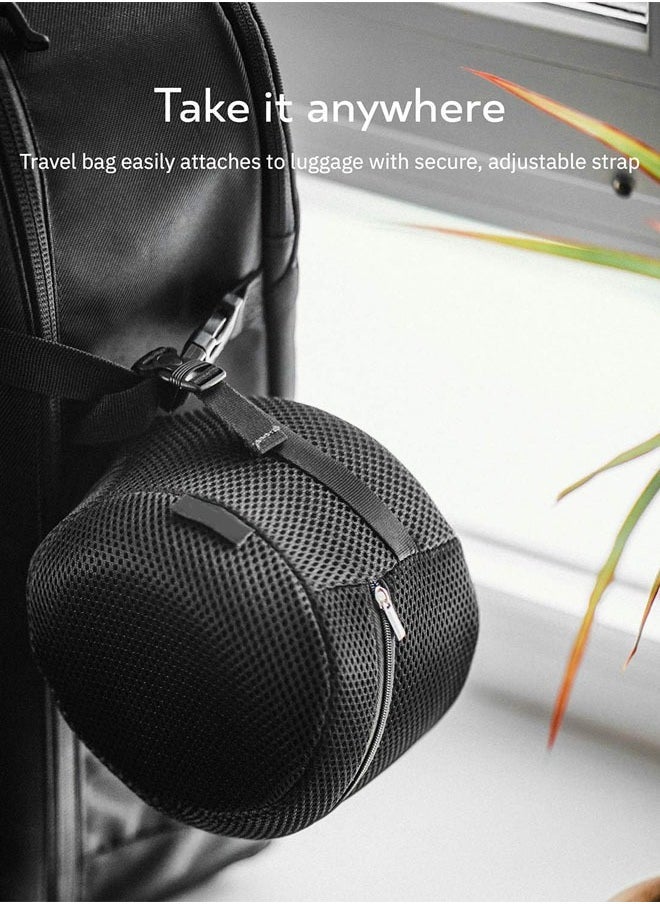 Orthopedic Neck Pillow, Travel Neck Pillows for Airplanes, Memory Foam Kit, Updated Resting Material, Airplane Travel Set with 3D Contoured Eye Masks, Earplugs, and Luxury Mesh Bag, Black