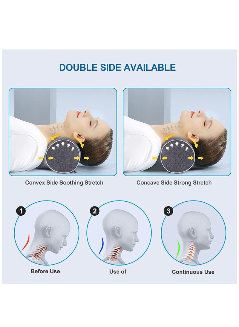 Cervical Pillow, Neck Stretcher Pillow with Pillow Case, Memory Foam Pillow for  Neck Pain Relief, Bed & Travel