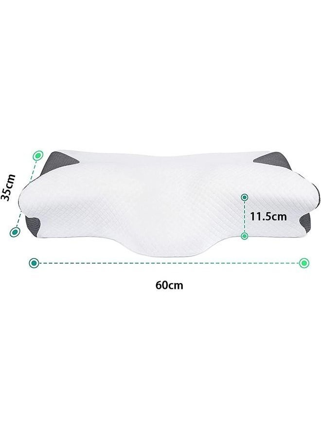 Cervical Memory Foam Pillow with Ergonomic Contour Pillow for Neck and Shoulder Pain Orthopedic Pillow for Neck Support, New Butterfly Design for Side Back and Stomach Sleepers