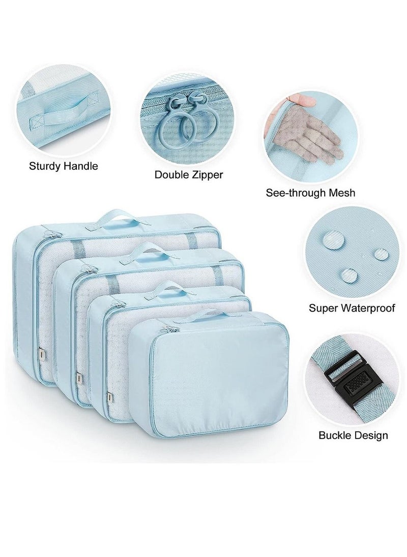 Packing Cubes, 7 Set Travel Storage Bags for Clothes, Lightweight Luggage Travel Packing Organizers for Clothing Sorting, Travel Accessories (Light Blue)