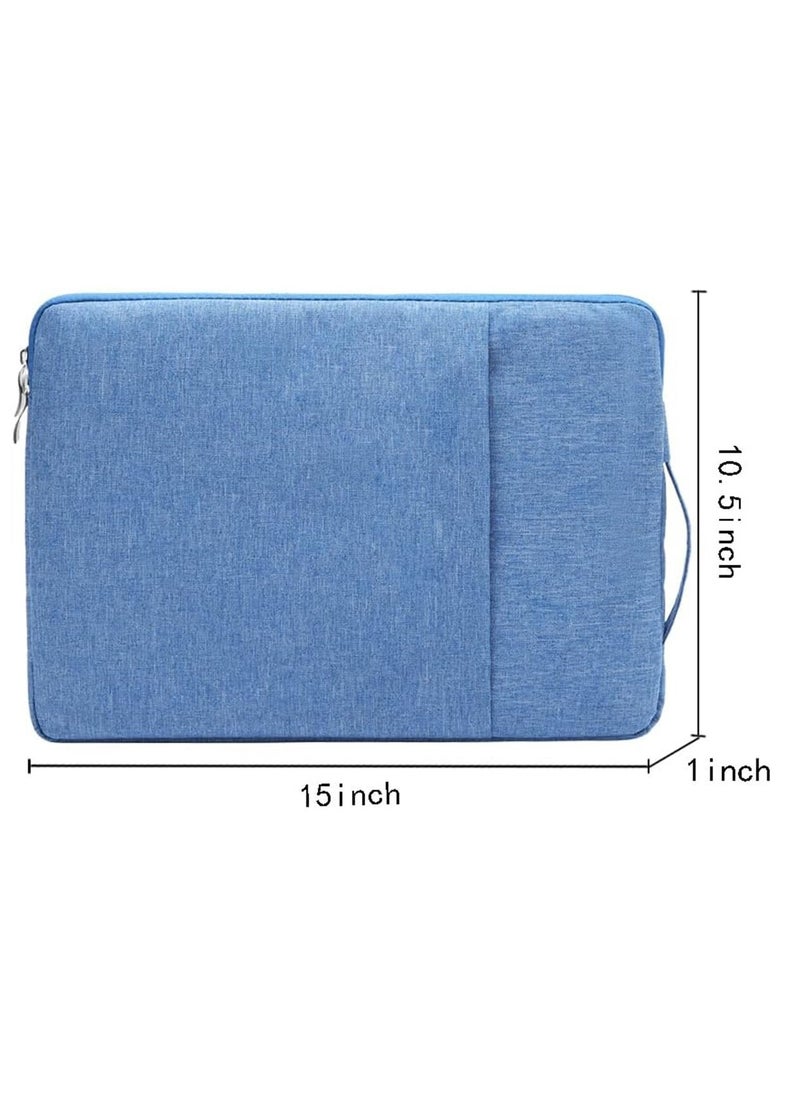 Laptop Case, 15 inch Laptop Sleeve Water Resistant Durable Computer Bag Notebook, Gifts for Men Women, Carrying Computer Bag Accessories Polyester Case with Pocket (Blue)