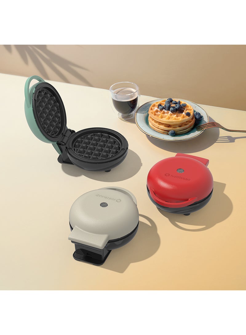 Mini Waffle Maker with Quick Heating, Ceramic Coated, Toxin-free, made without PTFEs, PFOAs & other PFAs for Safer & Healthier Cooking, Easy to Clean, Perfect for Kids and Families, 2-Year Warranty 420 W WM100 Red