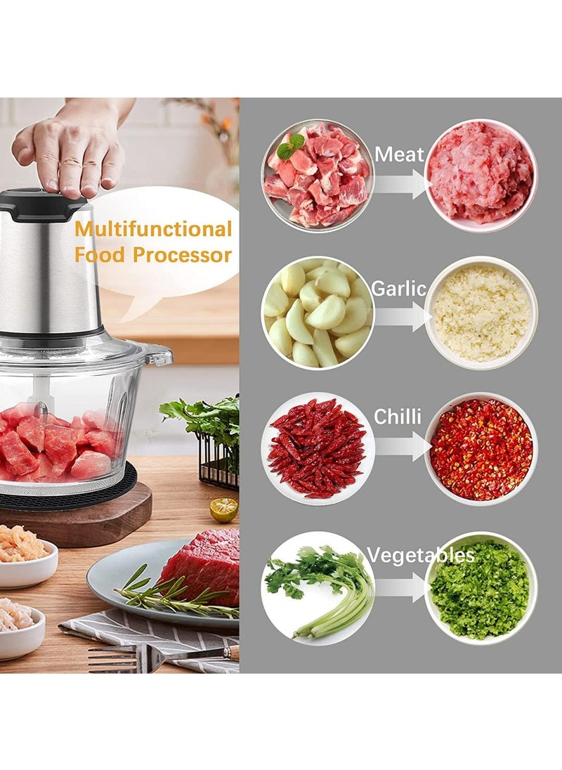 Electric Chopper 3L Meat Grinder 2 Speed Adjustable Food Chopper for Vegetables and Meat Multipurpose Mincer with Double layer 4-blade blade 300W