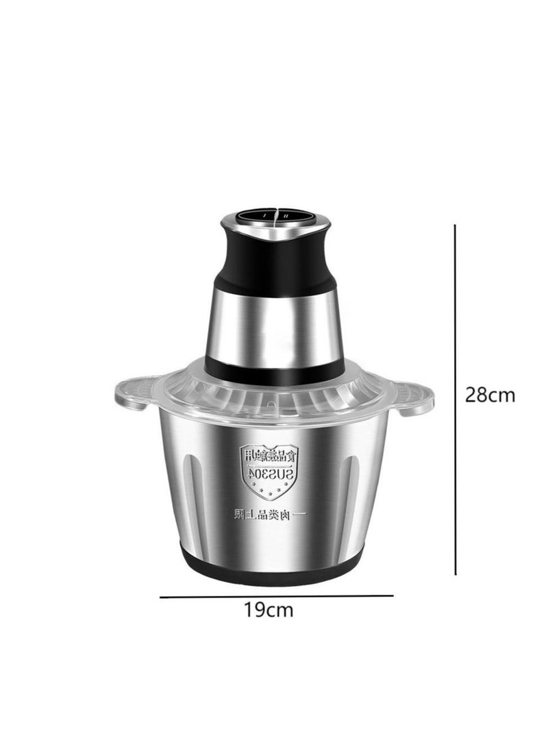 Electric Meat Grinder, 2L Stainless Steel Meat Chopper with 4 Blades, Food Processor for Meat, Vegetables, Fruits and Nuts