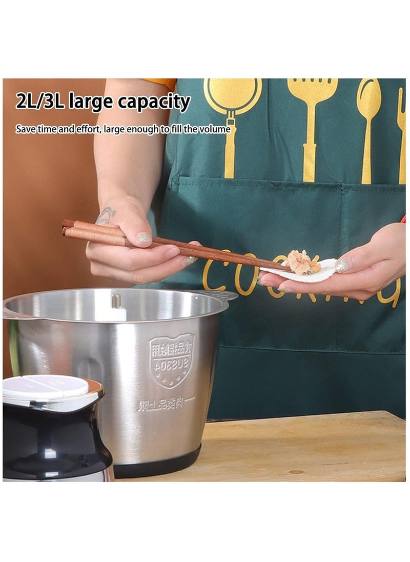 Electric Meat Grinder, 2L Stainless Steel Meat Chopper with 4 Blades, Food Processor for Meat, Vegetables, Fruits and Nuts