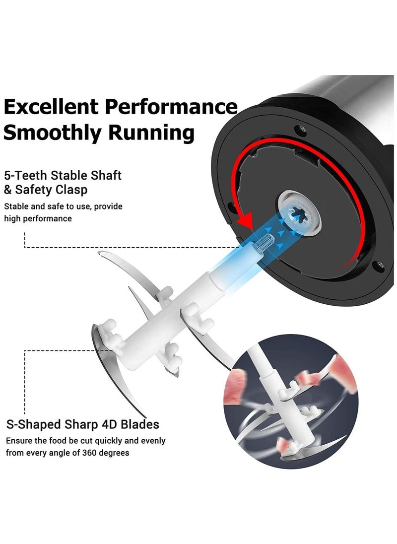 Electric Meat Grinder, 2L Stainless Steel Meat Chopper with 4 Blades, Food Processor for Meat, Vegetables, Fruits and Nuts