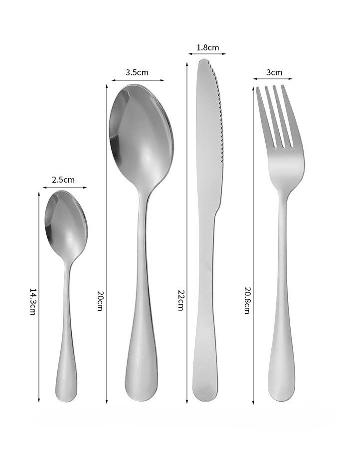 24-piece Stainless Steel Cutlery Set for 6 People, Flatware Silverware Set with Knife Fork Spoon, Silver Tableware for Daily Use