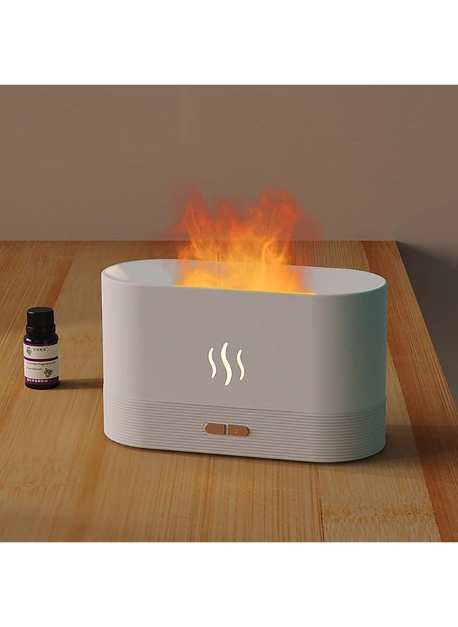 Flame Diffuser, Essential Oil Diffuser,Mist Humidifier,Humidifiers with Flame Effect,180ml Cool Mist Humidifiers for Home, 7 Color Variations Diffuser Aroma Diffuser for Home/Living Room/Office(White)