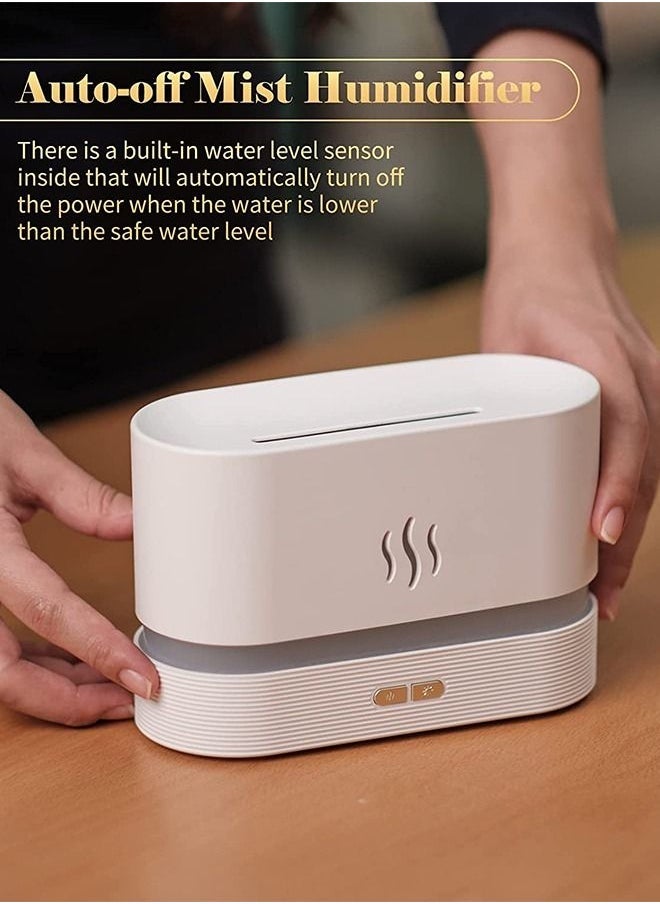 Flame Diffuser, Essential Oil Diffuser,Mist Humidifier,Humidifiers with Flame Effect,180ml Cool Mist Humidifiers for Home, 7 Color Variations Diffuser Aroma Diffuser for Home/Living Room/Office(White)