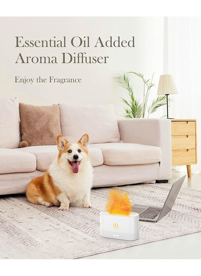 Flame Diffuser, Essential Oil Diffuser,Mist Humidifier,Humidifiers with Flame Effect,180ml Cool Mist Humidifiers for Home, 7 Color Variations Diffuser Aroma Diffuser for Home/Living Room/Office(White)