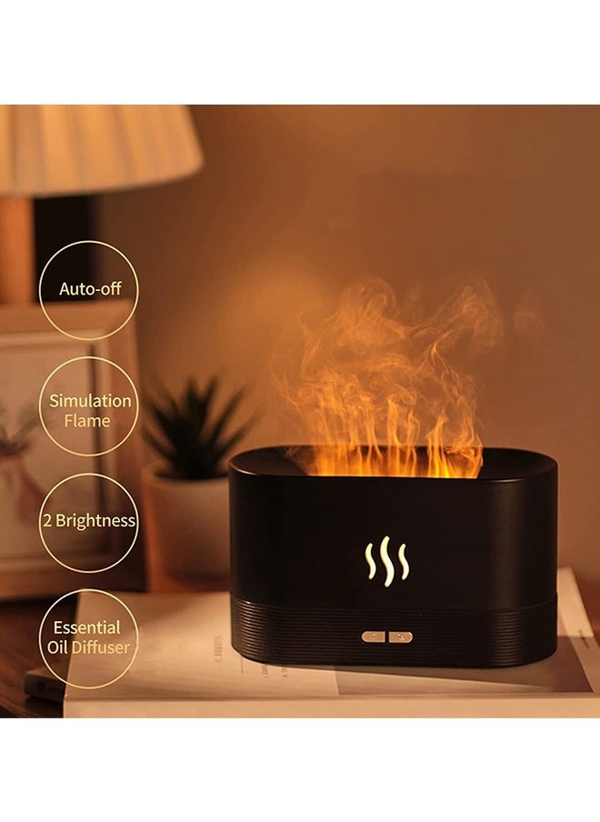Flame Diffuser, Essential Oil Diffuser,Mist Humidifier,Humidifiers with Flame Effect,180ml Cool Mist Humidifiers for Home, 7 Color Variations Diffuser Aroma Diffuser for Home/Living Room/Office(White)