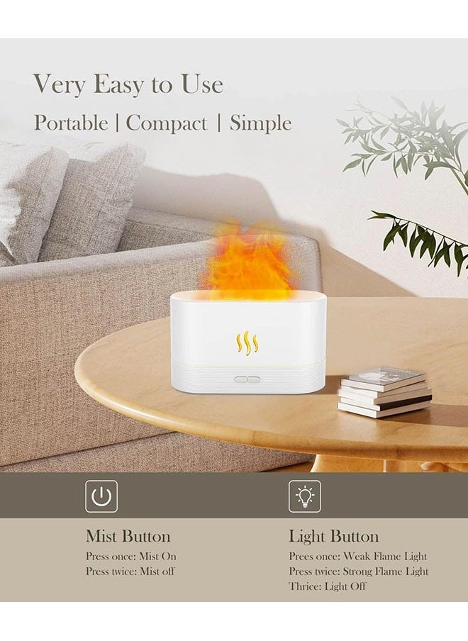 Flame Diffuser, Essential Oil Diffuser,Mist Humidifier,Humidifiers with Flame Effect,180ml Cool Mist Humidifiers for Home, 7 Color Variations Diffuser Aroma Diffuser for Home/Living Room/Office(White)