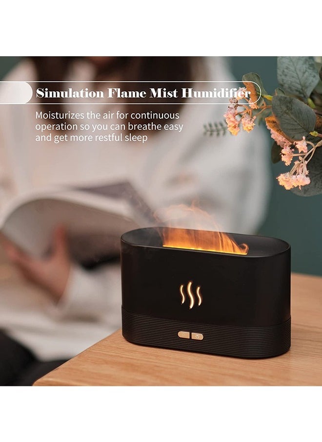 Flame Diffuser, Essential Oil Diffuser,Mist Humidifier,Humidifiers with Flame Effect,180ml Cool Mist Humidifiers for Home, 7 Color Variations Diffuser Aroma Diffuser for Home/Living Room/Office(White)