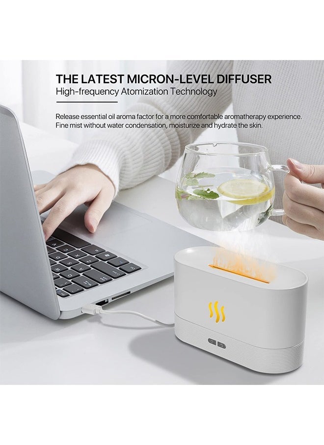 Upgraded Flame Diffuser180ml Aromatherapy Oil Diffuser Ultrasonic Cool Mist Diffuser with Waterless Auto Shut-Off Protection,5 Color Flame Lights for Home Office