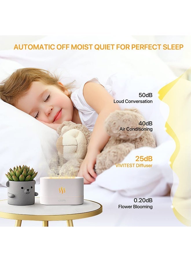 Upgraded Flame Diffuser180ml Aromatherapy Oil Diffuser Ultrasonic Cool Mist Diffuser with Waterless Auto Shut-Off Protection,5 Color Flame Lights for Home Office