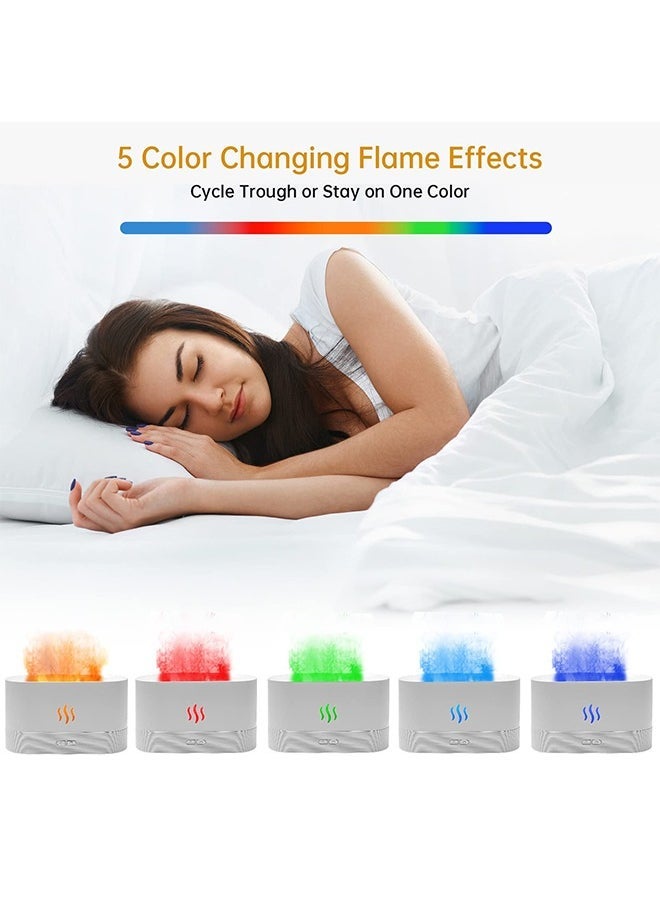 Upgraded Flame Diffuser180ml Aromatherapy Oil Diffuser Ultrasonic Cool Mist Diffuser with Waterless Auto Shut-Off Protection,5 Color Flame Lights for Home Office