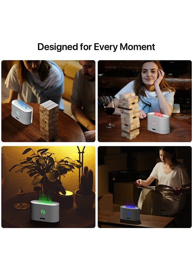 Upgraded Flame Diffuser180ml Aromatherapy Oil Diffuser Ultrasonic Cool Mist Diffuser with Waterless Auto Shut-Off Protection,5 Color Flame Lights for Home Office
