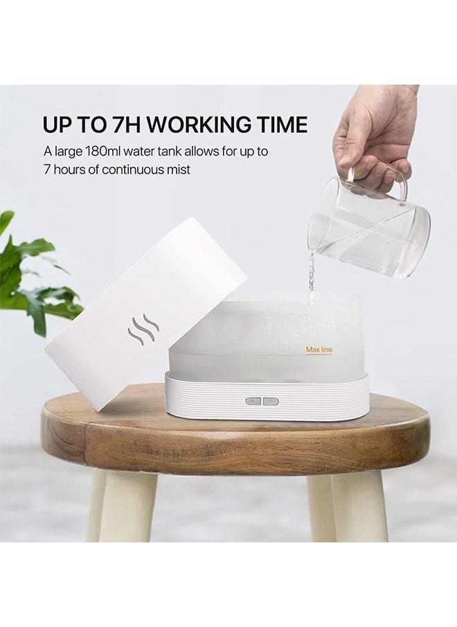 Upgraded Flame Diffuser180ml Aromatherapy Oil Diffuser Ultrasonic Cool Mist Diffuser with Waterless Auto Shut-Off Protection,5 Color Flame Lights for Home Office