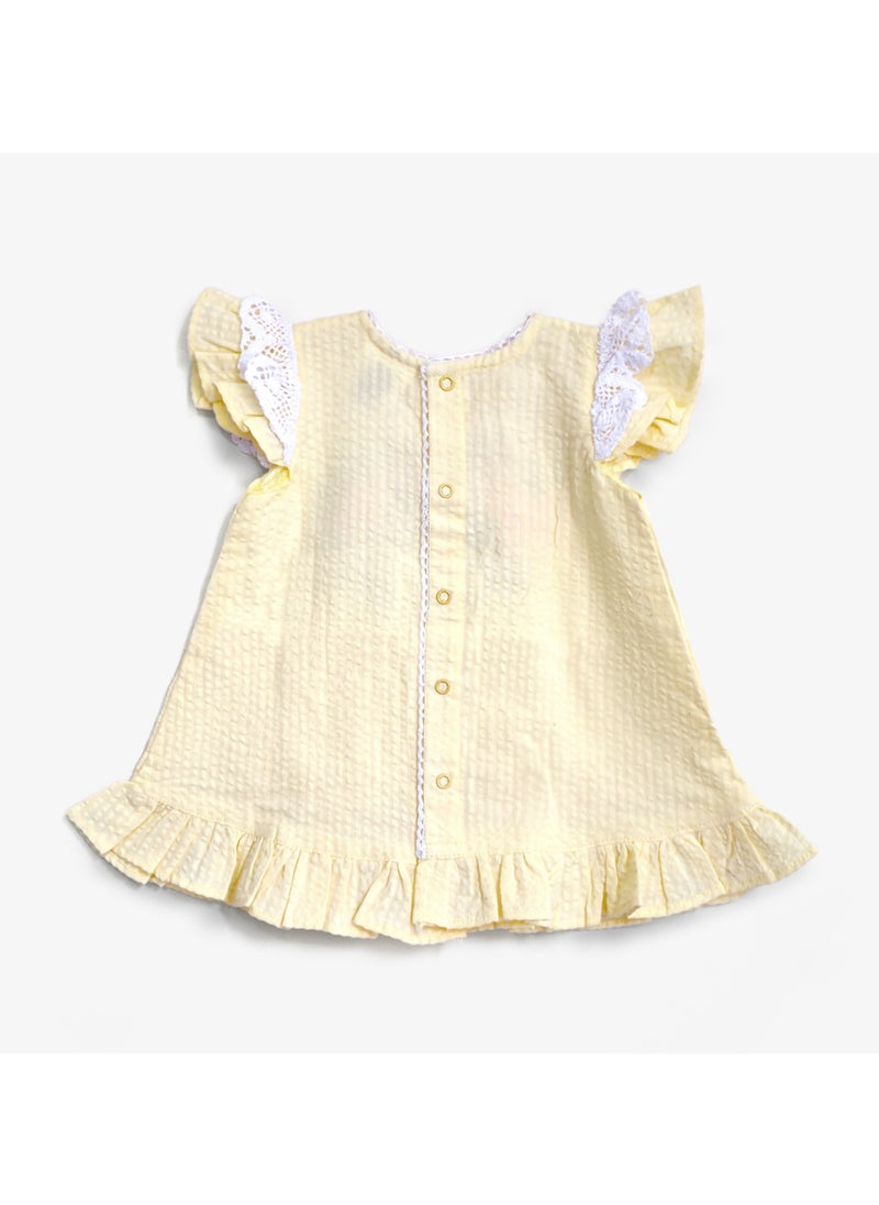 Keebee Organic Cotton Hand-Embroidered Yellow Girls Blossom Dress