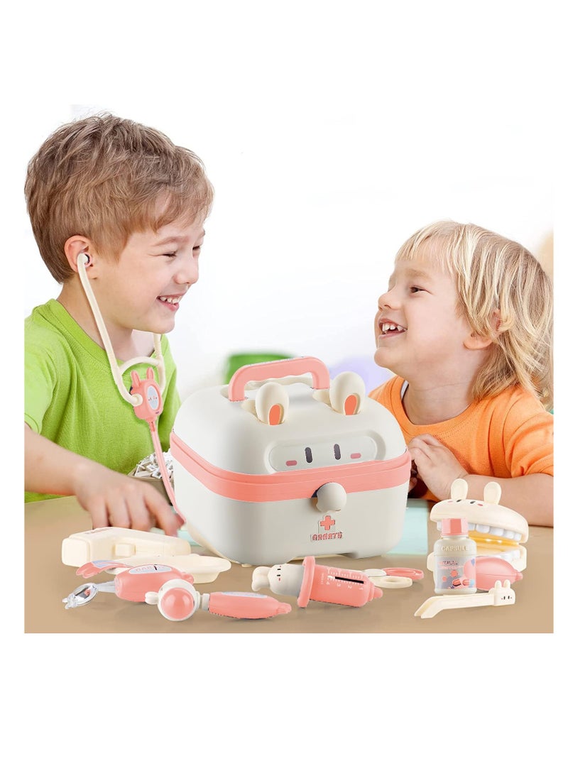 Doctor Kit for Kids, Medical Kit with Stethoscope, Pretend Play Educational Doctor Toys, Doctor Playset with Realistic Light & Sound, Role Play Toys for 6+ Years Old Gifts (Pink)