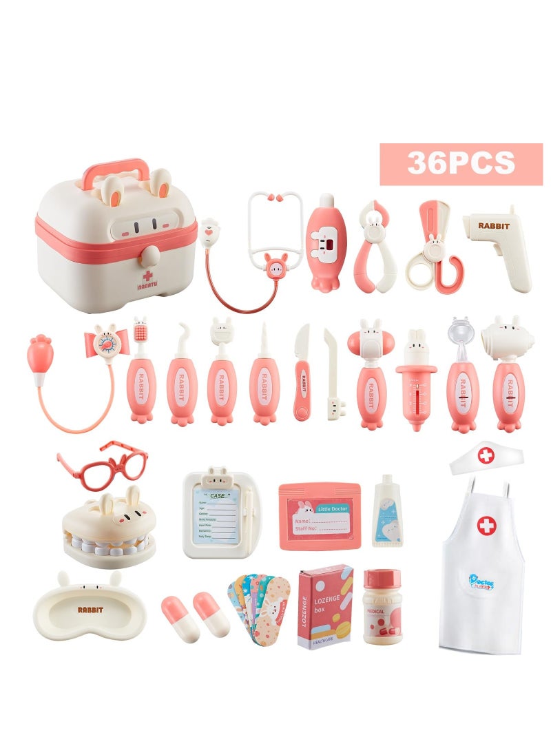 Doctor Kit for Kids, Medical Kit with Stethoscope, Pretend Play Educational Doctor Toys, Doctor Playset with Realistic Light & Sound, Role Play Toys for 6+ Years Old Gifts (Pink)