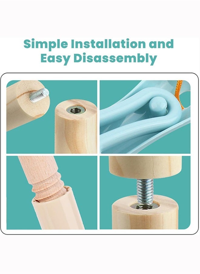 Kids Cleaning Toy Set, 9 Piece Wooden Detachable Children Cleaning Toys - Broom, Mop, Duster, Brush, Dustpan, Bucket, Dish Cloth, and Hanging Stand Housekeeping Kit