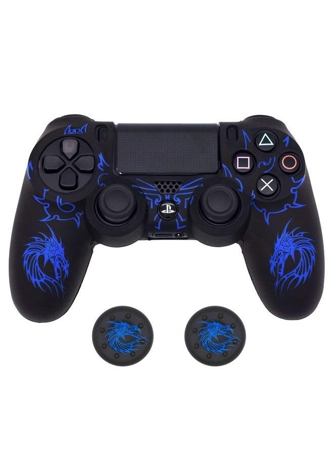 Anti-Slip Grip Silicone Cover Protector Case for PS4 Slim/Pro Controller - Dragon Carving Thumb Grip Caps
