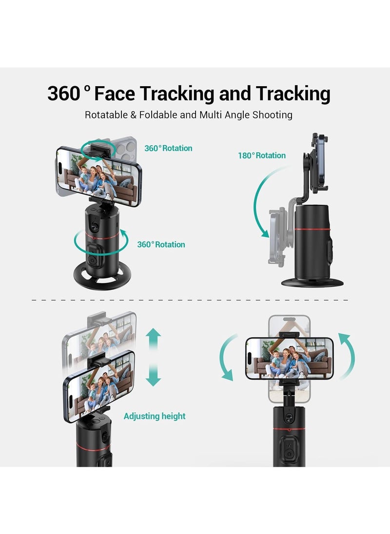 Auto Face Tracking Tripod 360° Rotating Phone Holder – Smart Phone Camera Stand with Remote and Gesture Control for Vlog, TikTok Live, Video Recording – No App Needed, Auto Tracking for Perfect Shots and Hands-Free Recording