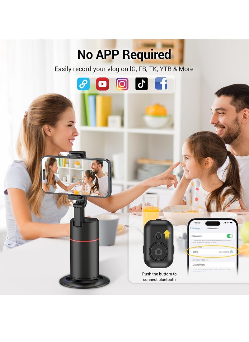 Auto Face Tracking Tripod 360° Rotating Phone Holder – Smart Phone Camera Stand with Remote and Gesture Control for Vlog, TikTok Live, Video Recording – No App Needed, Auto Tracking for Perfect Shots and Hands-Free Recording