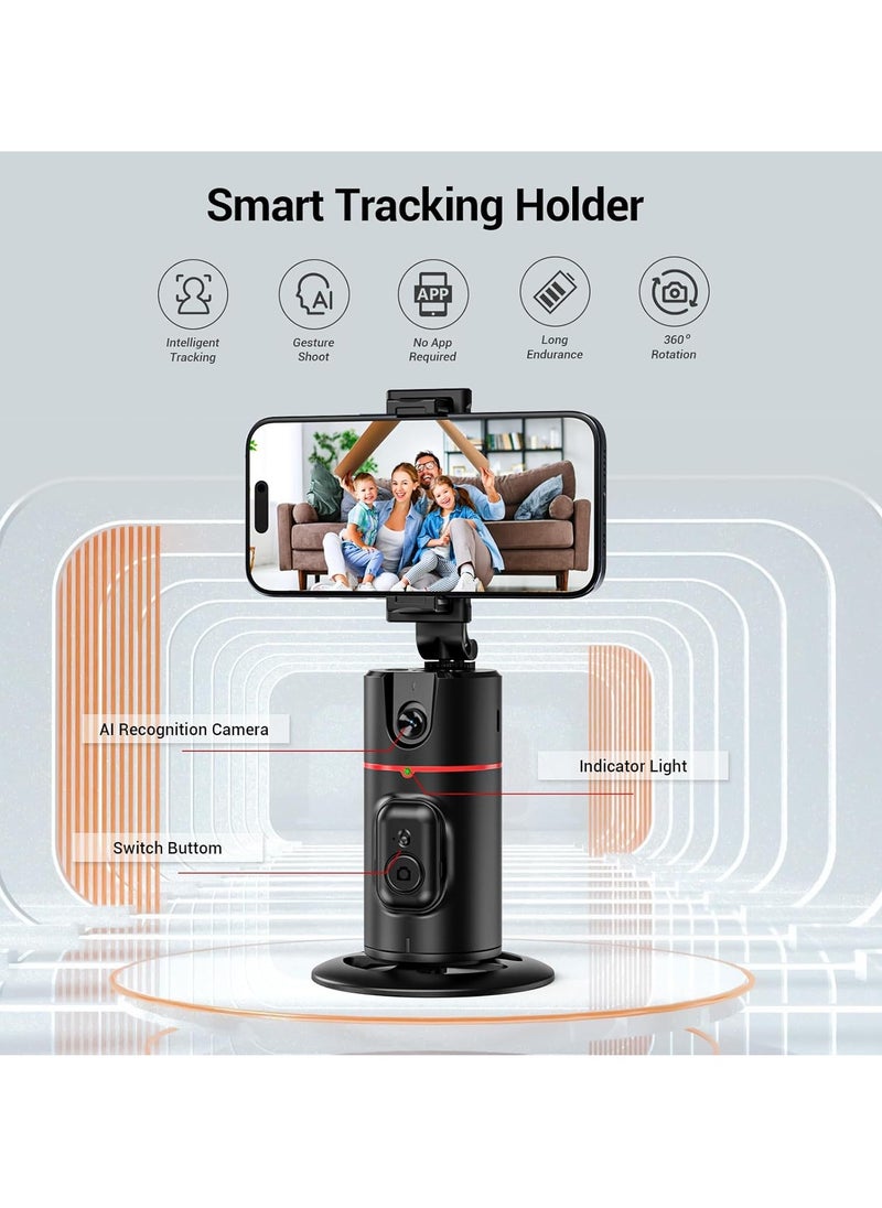 Auto Face Tracking Tripod 360° Rotating Phone Holder – Smart Phone Camera Stand with Remote and Gesture Control for Vlog, TikTok Live, Video Recording – No App Needed, Auto Tracking for Perfect Shots and Hands-Free Recording