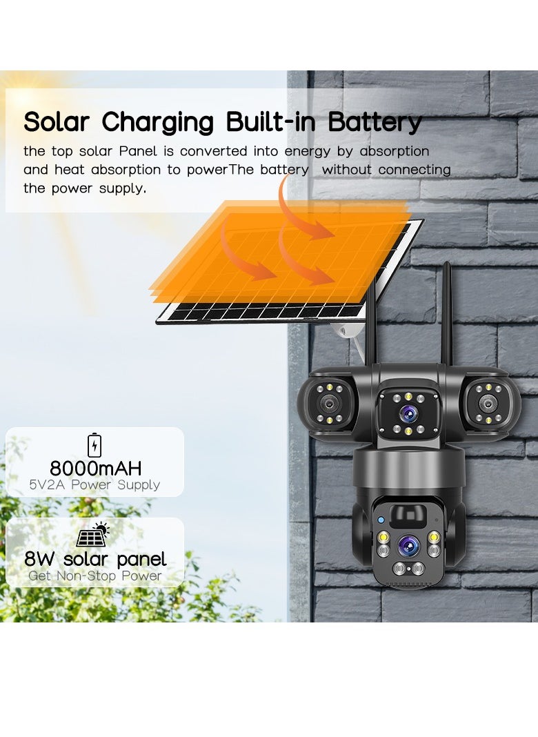 Outdoor Dual Lens 4G Solar Camera, Wifi Network Wireless Solar CCTV Camera, Waterproof Home Security Monitor IP Camera, Sturdy And Durable Security Camera For Home Office, (1pc)