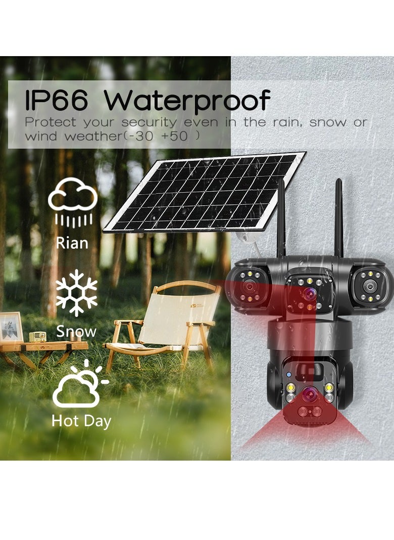 Outdoor Dual Lens 4G Solar Camera, Wifi Network Wireless Solar CCTV Camera, Waterproof Home Security Monitor IP Camera, Sturdy And Durable Security Camera For Home Office, (1pc)