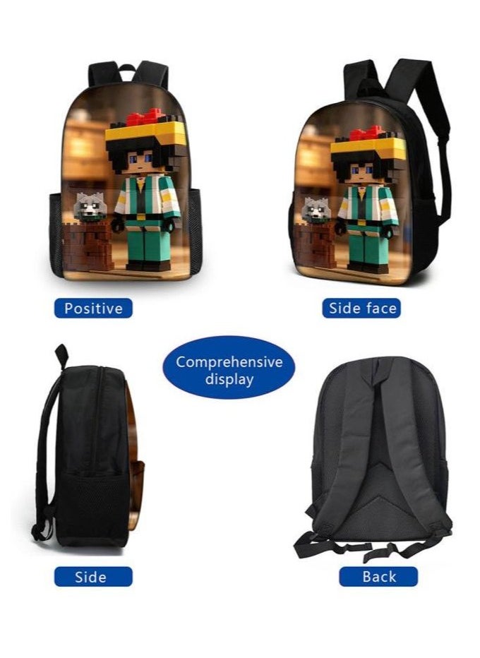Cartoon three-piece schoolbag with front pocket - 146