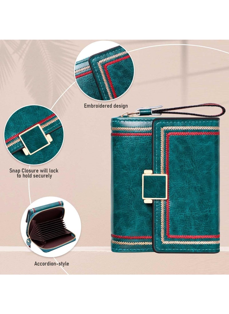 Women Purses RFID Blocking Leather Short Purse Bifold Ladies Small Purse