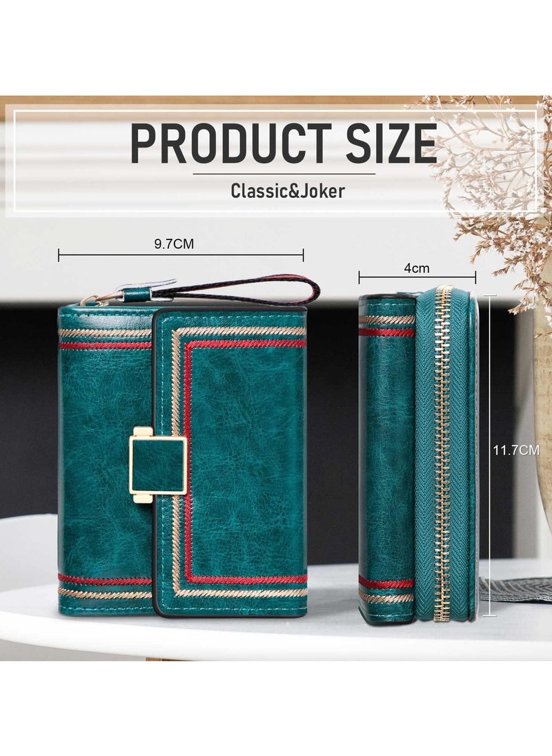 Women Purses RFID Blocking Leather Short Purse Bifold Ladies Small Purse