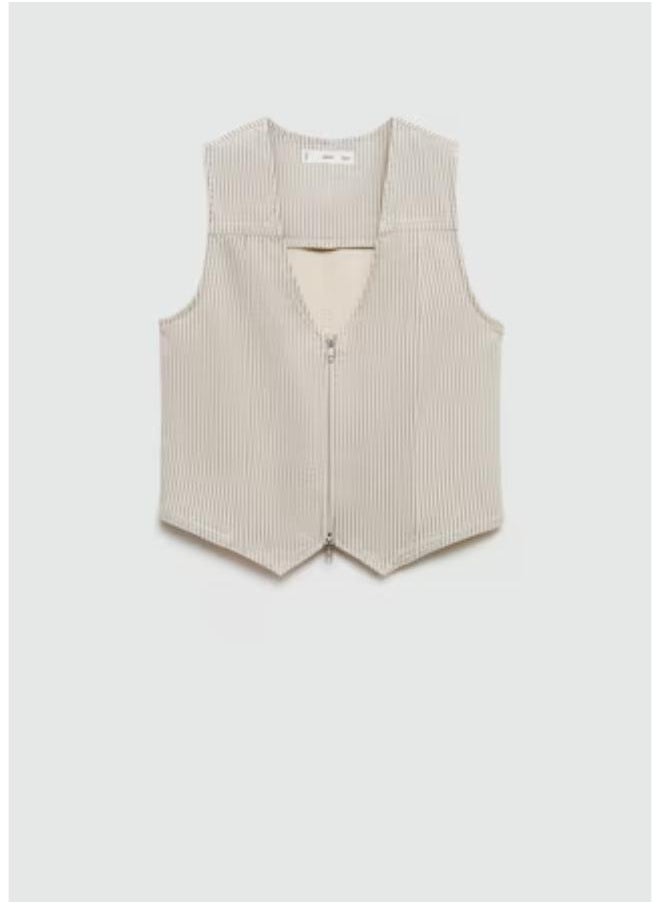 Striped Gilet With Zip Waistcoat