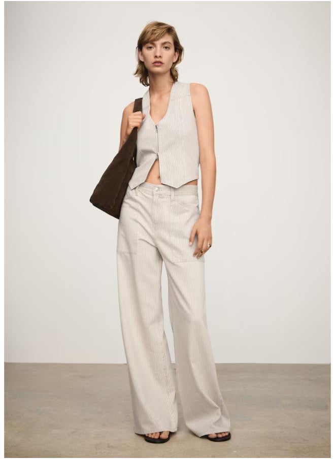 Striped Gilet With Zip Waistcoat