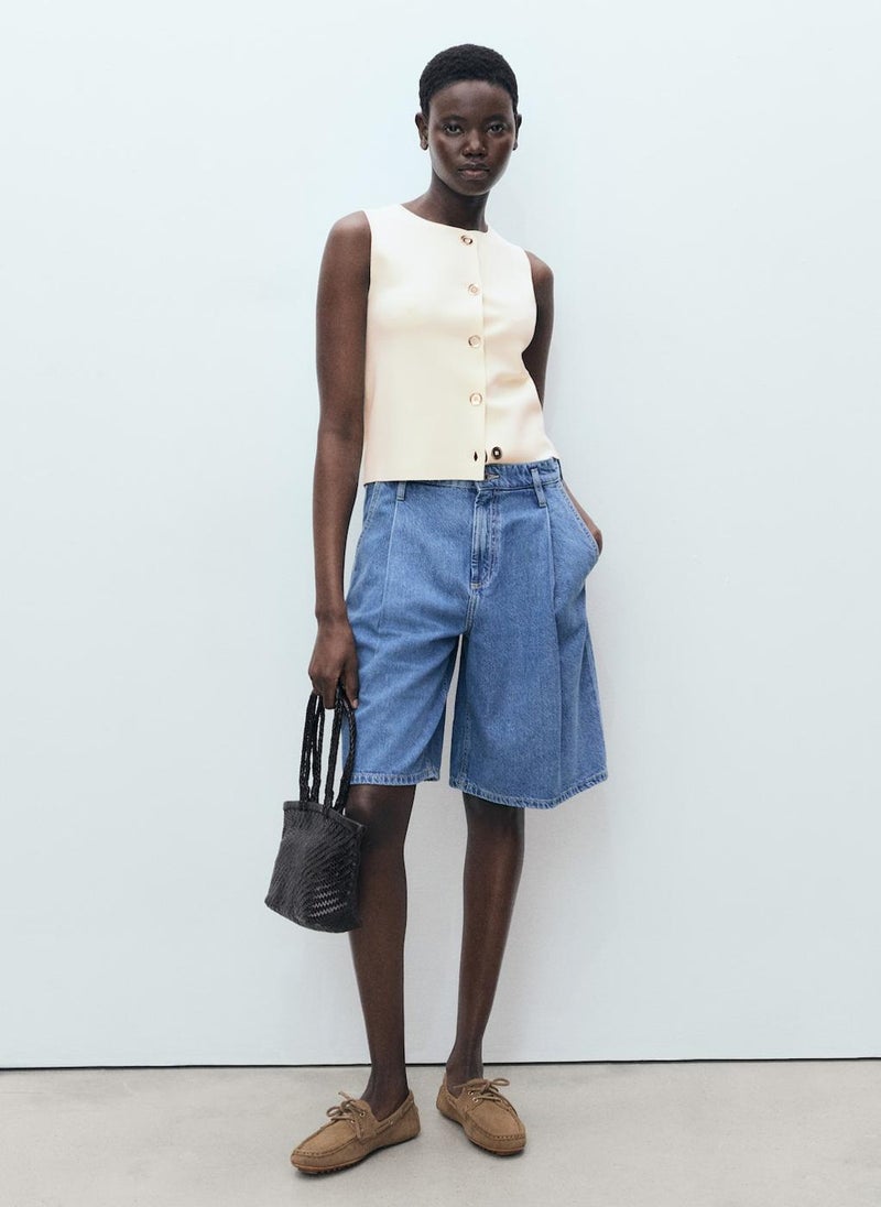 Fine-Knit With Buttons Waistcoat