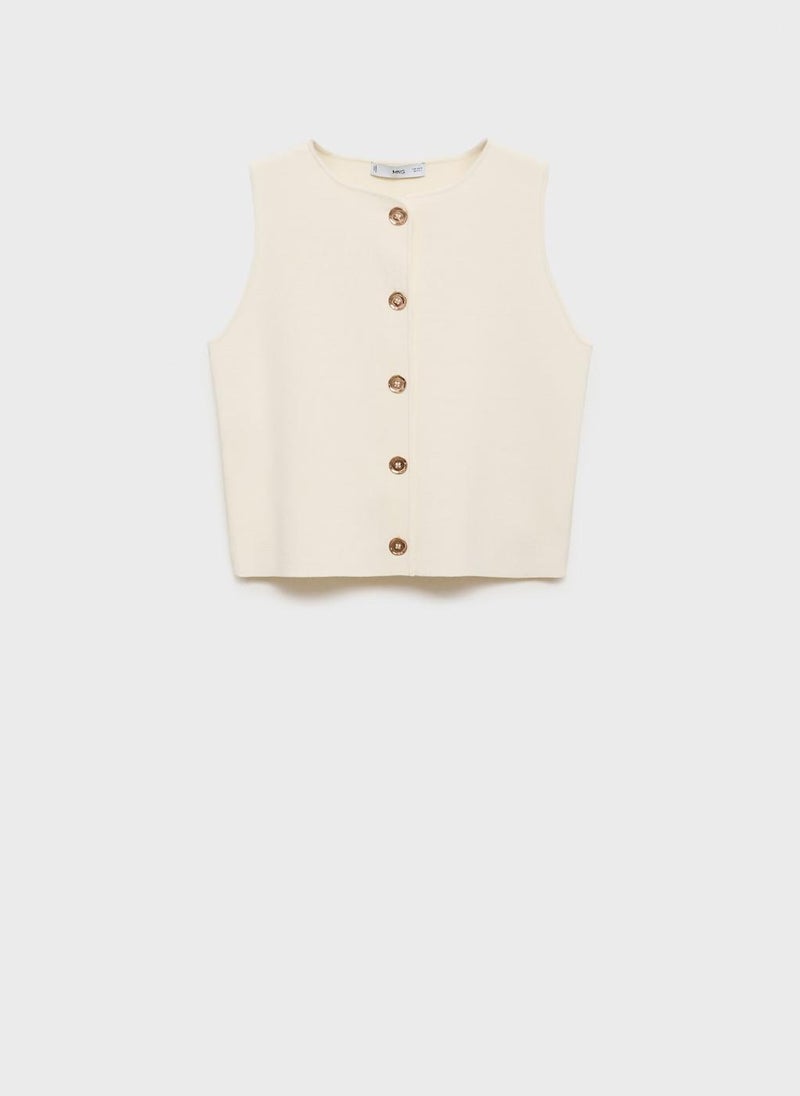 Fine-Knit With Buttons Waistcoat