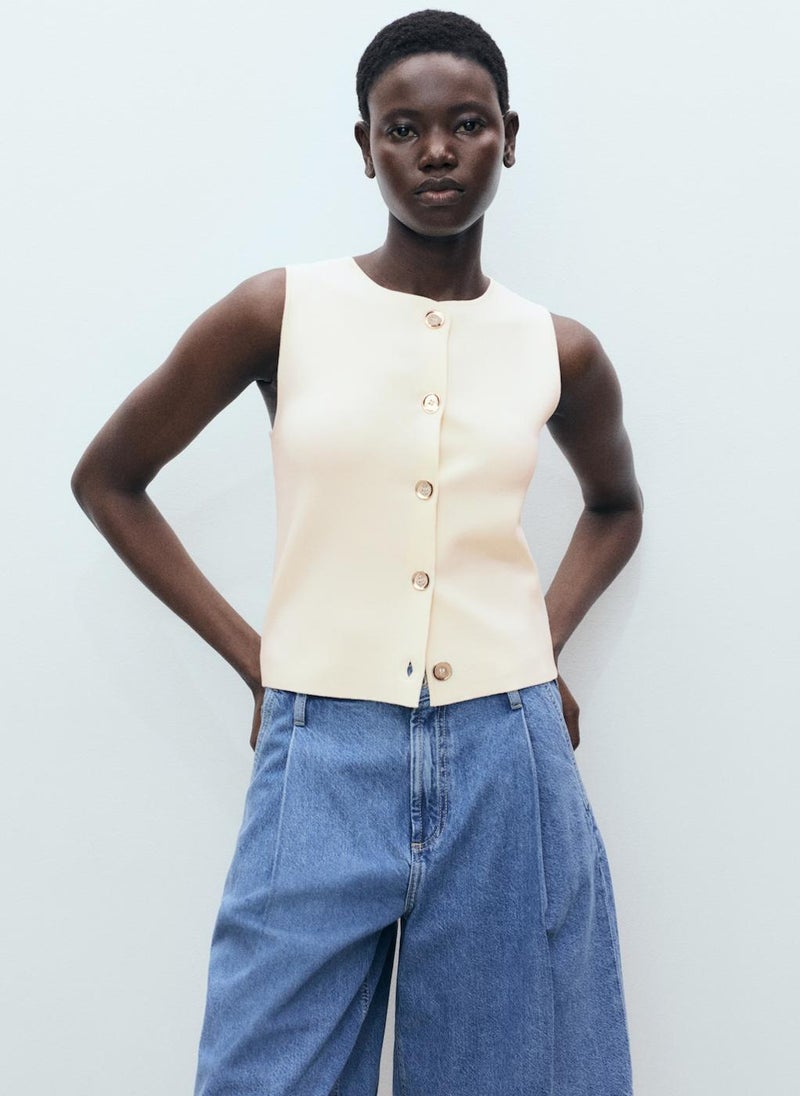 Fine-Knit With Buttons Waistcoat