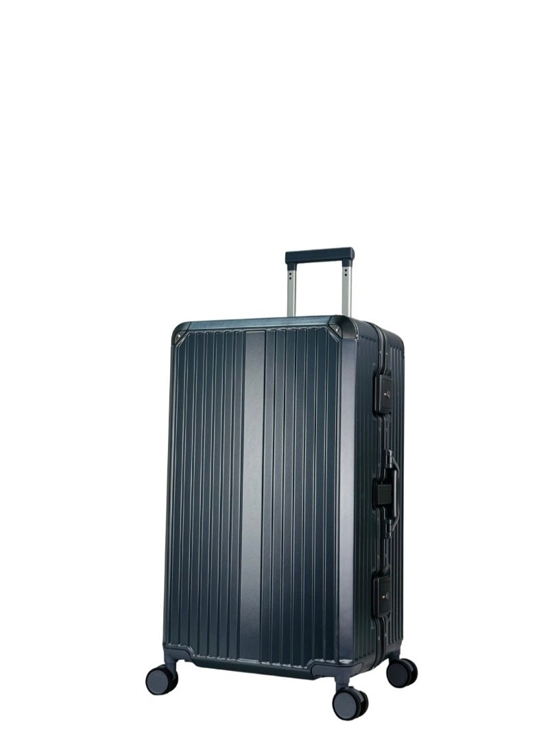 Light Weight Aluminum Frame Fashion Trolley Luggage Unbreakable Polycarbonate Strong Hard Case Checked Luggage with Dual TSA approved and 8 Quite 360° Double wheels (Checked Luggage 30-Inch, Grey)
